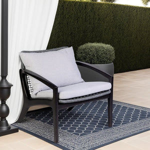 English Elm Liora Outdoor Chair: Stylish Dark Eucalyptus & Gray Rope With Plush White Cushions For Comfort B2736P354322