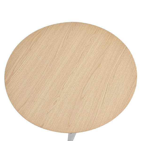 English Elm 37inch Round Dining Table Warm Wood Grain Top Silver Tripod Base Seats Four W3357P395501