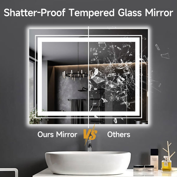 English Elm 24X32 Frameless Led Smart Bathroom Mirror With Adjustable Lighting, Anti-Fog & Safety Features T3757P347026