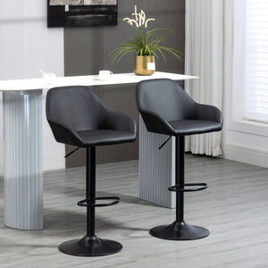 English Elm Homcom Modern Adjustable Bar Stools Set Of 2, Swivel Pu Leather With Footrest For Kitchen & Dining W2225P217149