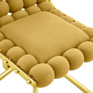 English Elm Set of 2 Dutch Velvet Bubble Backrest Dining Chairs with Sculptural Tufted Design Gold,Yellow W3875P370841