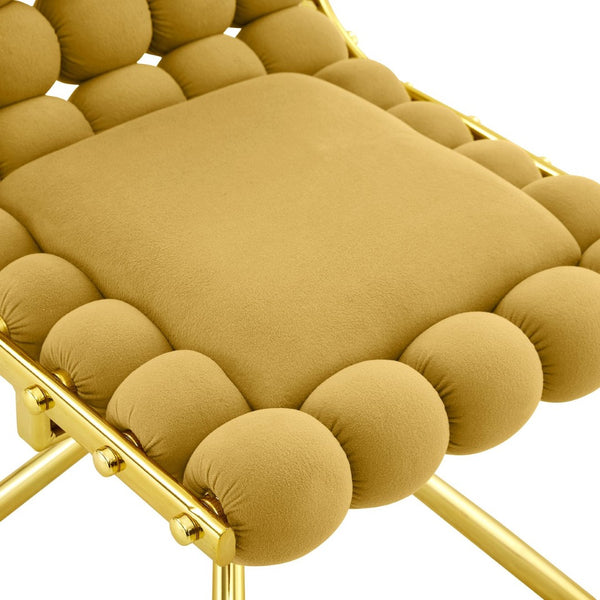 English Elm Set of 2 Dutch Velvet Bubble Backrest Dining Chairs with Sculptural Tufted Design Gold,Yellow W3875P370841