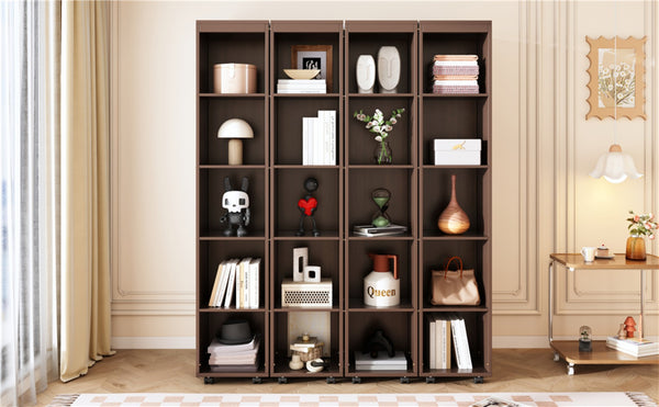 English Elm Queen Murphy Wall Bed with Hydraulic Lift and Push Pull Cabinet Storage Unit Espresso LP000381AAP