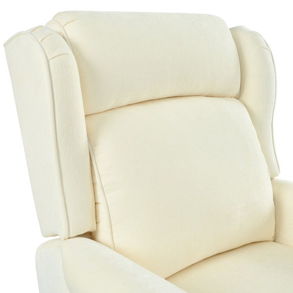 English Elm Christopher Knight Home® - 29.75" Push Back Recliner Chair with Wingback Design, Gourd Wooden Legs, Polyester Upholstery, Cozy Comfort Beige N763P201072A