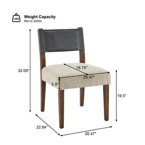 English Elm Mid-century Modern Linen Blend Dining Chairs Rubberwood Legs Sculptural Backrest Set of 2 Dark Gray,Oatmeal,Walnut N768P442393W