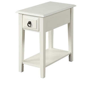 English Elm White 1-Drawer Accent Table with Shelf — Compact White Side Table, Drawer & Bottom Shelf for Stylish Storage and Display B062P209089