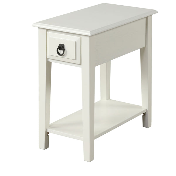 English Elm White 1-Drawer Accent Table with Shelf — Compact White Side Table, Drawer & Bottom Shelf for Stylish Storage and Display B062P209089