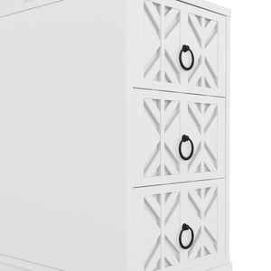 English Elm End Table With 3 Drawers And 2 Open Shelves - Stylish Corner Side Table With Charging Ports In White W2593P289147