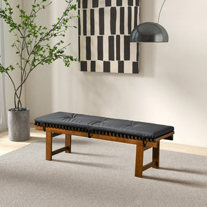 English Elm Ashcroft Furniture - Lucia Black PU Leather Bench – Vegan Upholstery, Solid Teak Wood Frame, High-Density Foam Comfort B183P255206