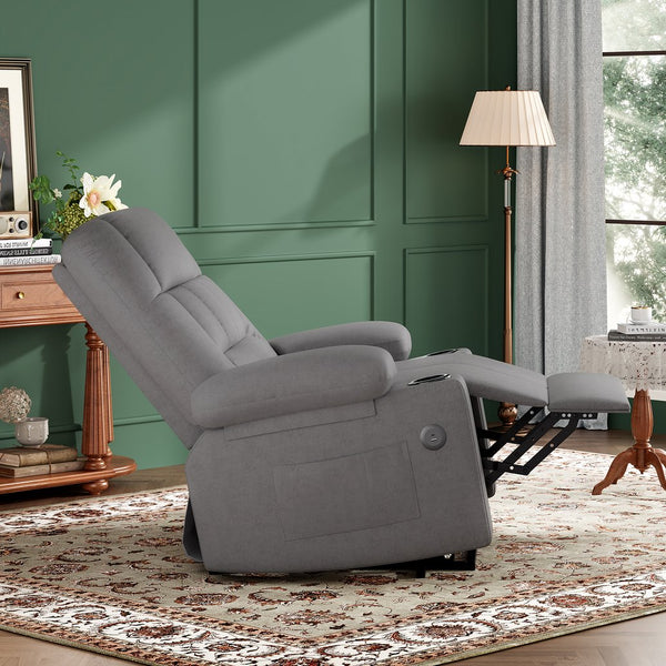English Elm Oversized Recliner chair with ergonomic support, swivel rocker, quick 5-min assembly for adults comfort Grey T3623P408759