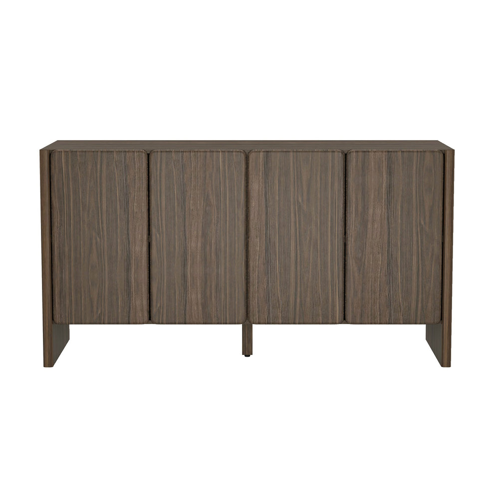 English Elm Linda 60" Sideboard with Soft-Close Doors, Adjustable Shelves, Cable Management, Minimalist Design Walnut Brown B365P397682