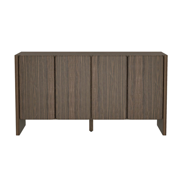 English Elm Linda 60" Sideboard with Soft-Close Doors, Adjustable Shelves, Cable Management, Minimalist Design Walnut Brown B365P397682