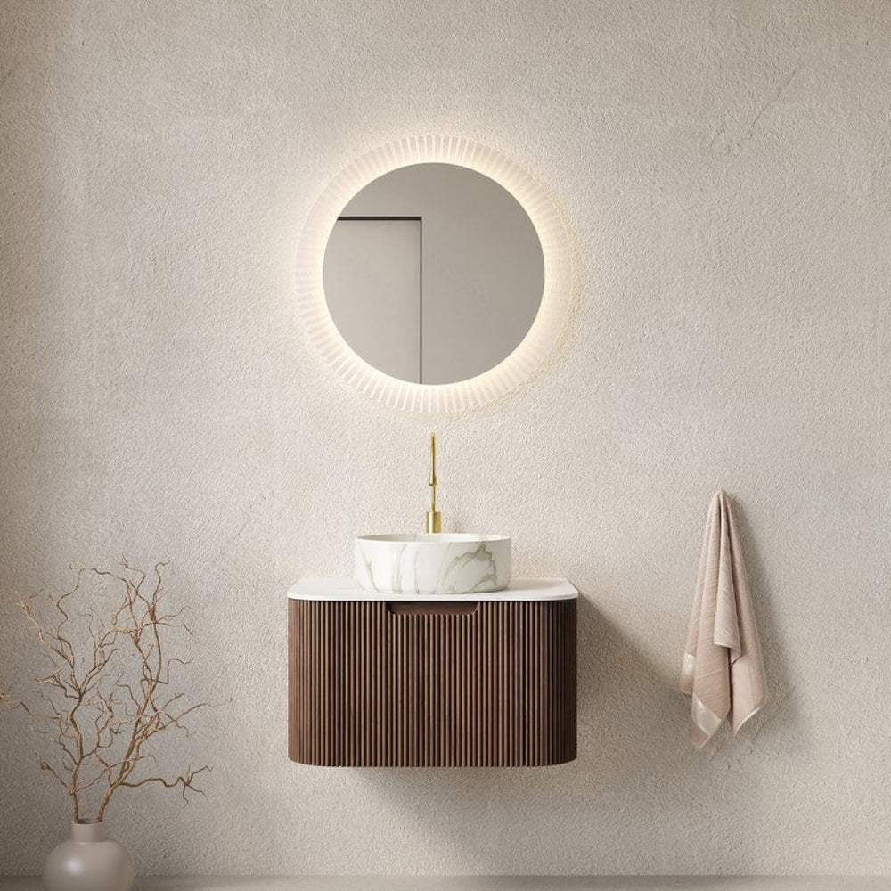 English Elm Dina Floating Bathroom Vanity with Sintered Stone Top and Crystal Glass Basin Walnut,White W2615S00414
