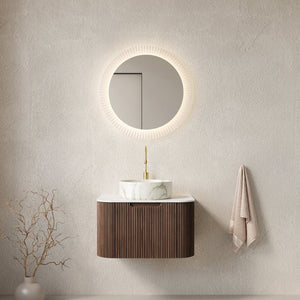 English Elm Dina Floating Bathroom Vanity with Sintered Stone Top and Crystal Glass Basin Walnut,White W2615S00414