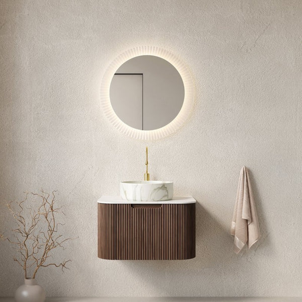 English Elm Dina Floating Bathroom Vanity with Sintered Stone Top and Crystal Glass Basin Walnut,White W2615S00414