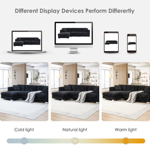 English Elm 96*56" Modern Cloud Sectional Sofa with Oversized Chaise, Luxurious Chenille 4-Seat, Aluminum Legs Black N723S6037B