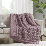 Madison Park Ruched Fur Glam/Luxury Throw MP50-4876 Lavender