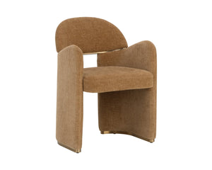 Sunpan SNOWDEN Dining Armchair - Bold Art-Deco Design in Textured Opera Butterscotch with Gold Accents 112557