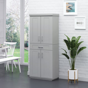 English Elm HOMCOM Tall Kitchen Pantry Cabinet 72" Grey Storage Cupboard with Adjustable Shelves, Drawer & Anti-Tip W2225S00056