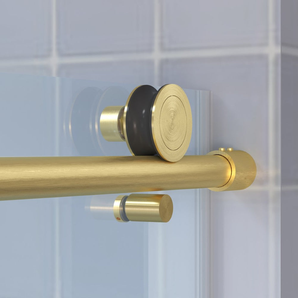 English Elm Top Rail Brushed Gold Finish Shower Enclosure Sliding Door Track Bathroom Accent W1920P416272