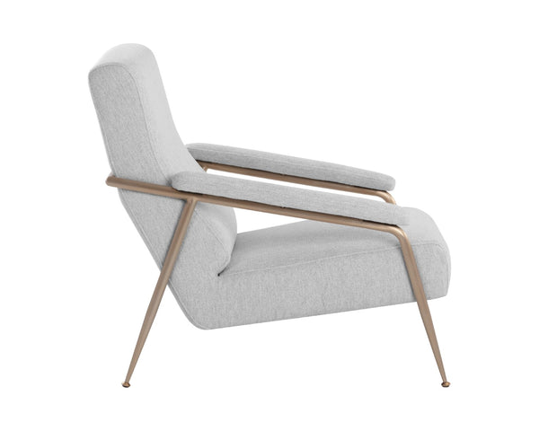 Sunpan TUTTI Lounge Chair - Elegant Mid-Century Design in San Remo Winter Cloud with Brass Frame Finish 108805