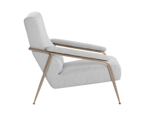 Sunpan Tutti Lounge Chair - Elegant Mid-Century Design with Clean Lines and Antique Brass Stainless Steel Frame San Remo Winter Cloud