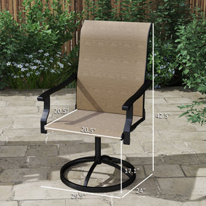 English Elm High Back Swivel Outdoor Patio Chairs with Breathable Mesh and Powder Coated Steel Frame Black+Brown T3971P444455