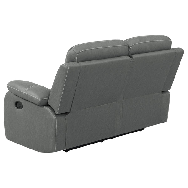 English Elm Kenneth Dark Grey Reclining Loveseat with Tufted Upholstery, Pillowtop Arms & Contrast Stitching B062P353278