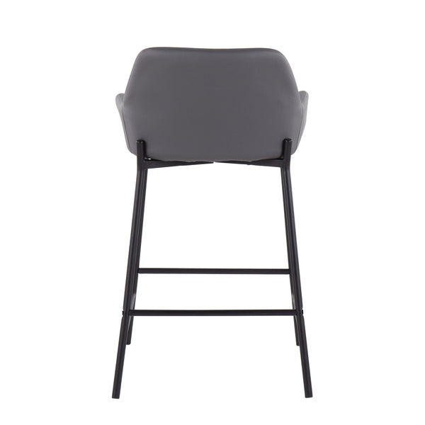 English Elm Daniella Industrial Counter Stool Set Of 2 - Black Metal Frame With Grey Faux Leather Upholstery B202S00044