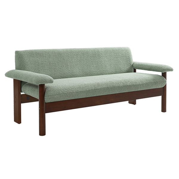 English Elm Modern Berber Fleece 2 Seat Loveseat Rubberwood Base Plush Armrest Couch for Apartments Green N763S000050F