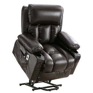 English Elm Power Lift Recliner Chair with Massage Heat Usb and Fleece Leather for Seniors W1521P302650