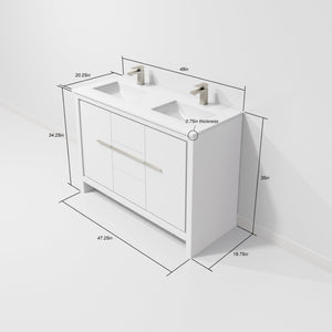 English Elm White Double Bath Vanity With Cultured Marble Top & Gun Metal Faucet - Elegant Storage Solution! B2731P259431-GIGA