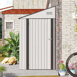 English Elm Campcraft Metal Storage Shed with Sloped Roof Ventilation and Weather Resistant Steel Panels White W1598S00047