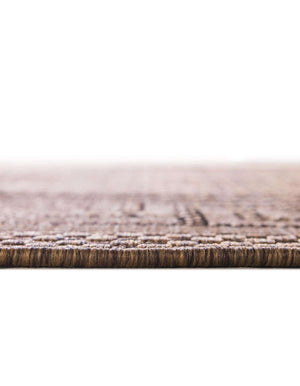 Unique Loom Outdoor Border Greek Key Machine Made Geometric Rug Brown, Light Brown/Gold 6' 1" x 6' 1"