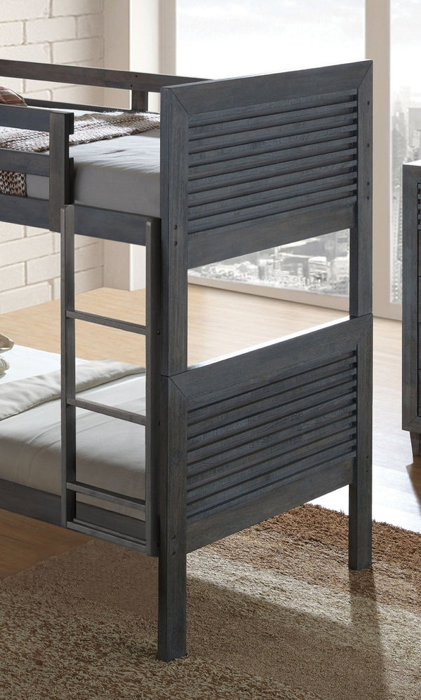 English Elm Transitional Twin Over Twin Bunk Bed - Reversible Ladder, Charcoal Brown, Space-Saving Design & Versatile! B2741S00324-GIGA