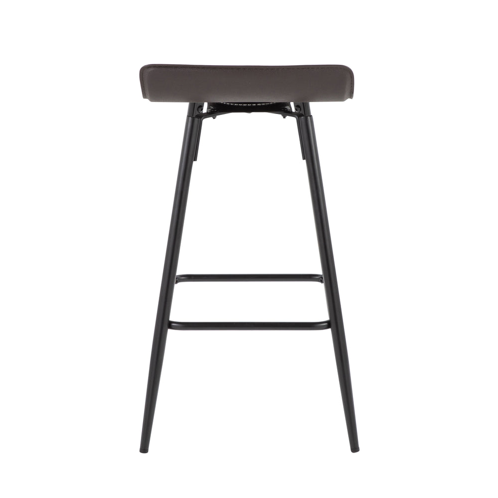 English Elm Ale 26" Contemporary Counter Stool Set of 2 — Espresso Faux Leather, Black Steel Frame, 250 lb Limit B202P221801
