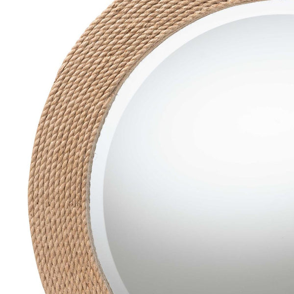 English Elm Round Braided Jute Rope Wall Mirror Natural Fiber Boho Coastal Accent Decor B2750P467834
