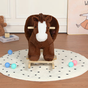 English Elm Kids Plush Rocking Horse Toddler Toy with Sound Box Hand Puppets and Secure Safety Belt W3723P374143