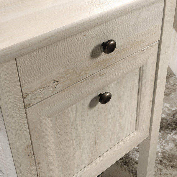 English Elm L-Shaped Desk In Gray Finish - Modern Space-Saving Workstation With Storage & Cable Management B356P402636