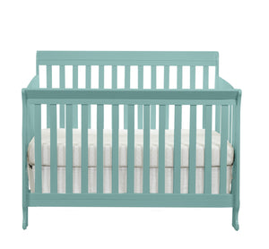 English Elm Riley Turquoise 4-in-1 Convertible Crib Sleigh Design — Converts to Toddler, Day & Full Bed, Safe Finish B022P204859