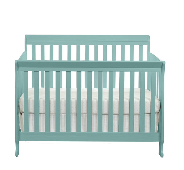 English Elm Riley Turquoise 4-in-1 Convertible Crib Sleigh Design — Converts to Toddler, Day & Full Bed, Safe Finish B022P204859