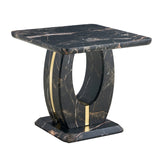 English Elm Modern Minimalist Black Marble-Patterned Mdf Square Coffee Table. Add A Quiet and Cozy Atmosphere To Your Home.Black,Mdf Coffee Table,Density Board Sticker,Side Table.