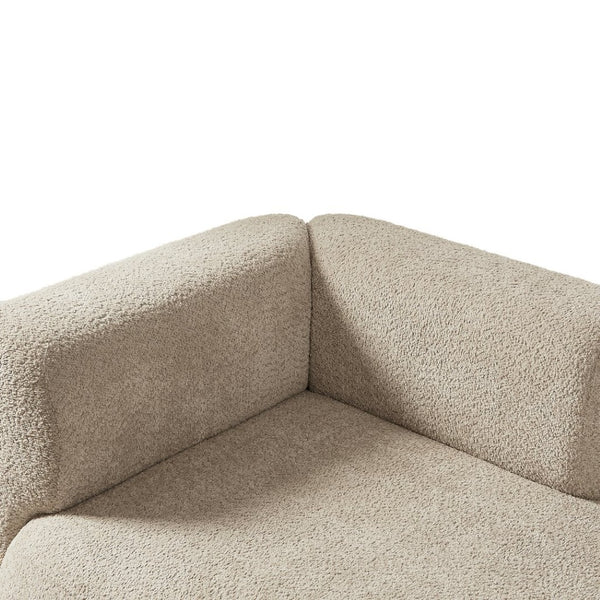 English Elm Upholstered Boucle Chaise Lounge with Wood Legs for Bedroom or Living Room W5515P437356