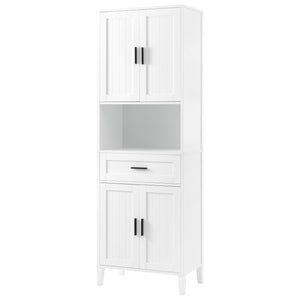 English Elm 70.9" High Freestanding Tall Bathroom Cabinet with Soft-Close Doors, Drawer & Adjustable Shelves for Organized Living White N729P272001K