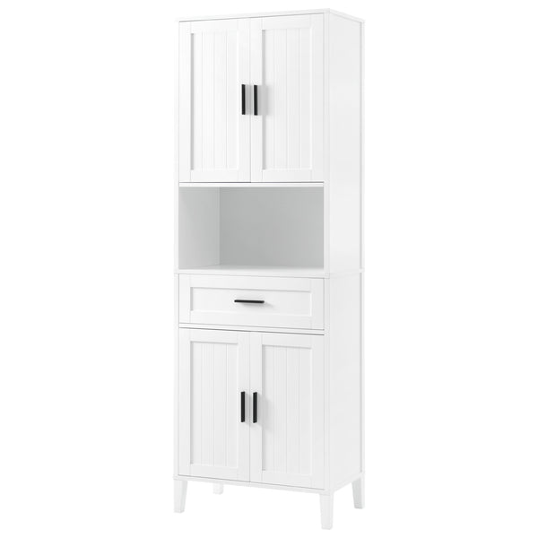 English Elm 70.9" High Freestanding Tall Bathroom Cabinet with Soft-Close Doors, Drawer & Adjustable Shelves for Organized Living White N729P272001K