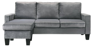English Elm Jessica reversible sectional sofa chaise in velvet — chic, durable hardwood frame, plush seating glam centerpiece Gray 29 L x 51 W x 19 H B078S00014