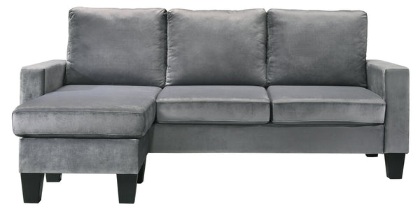 English Elm Jessica reversible sectional sofa chaise in velvet — chic, durable hardwood frame, plush seating glam centerpiece Gray 29 L x 51 W x 19 H B078S00014