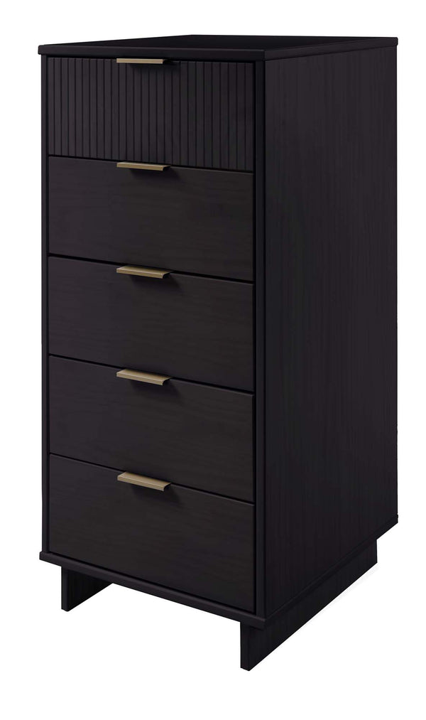 English Elm Granville 5-Drawer Modern Chest In Black With Gold Accents For Stylish Storage & Organization B365S00069
