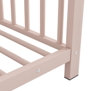 English Elm Twin Metal House Platform Bed with Slat Kit for Kids Sleepovers Sturdy Frame Elegant Silhouette 63.8"H Pink MF322835AAH