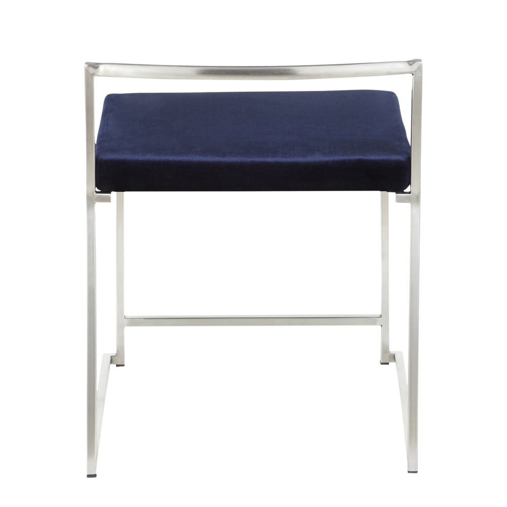 English Elm Fuji Blue Velvet Stackable Dining Chairs by LumiSource – Set of 2, Wide Padded Seat, Metal Frame, Modern Elegance B202P223537